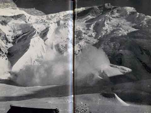 
Avalanche on Annapurna North Face between Camps 2 and 3, 1950 - Conquistadors of the Useless book
